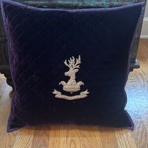 Luxurious Velvet Holiday Pillow with Stag Embroidery